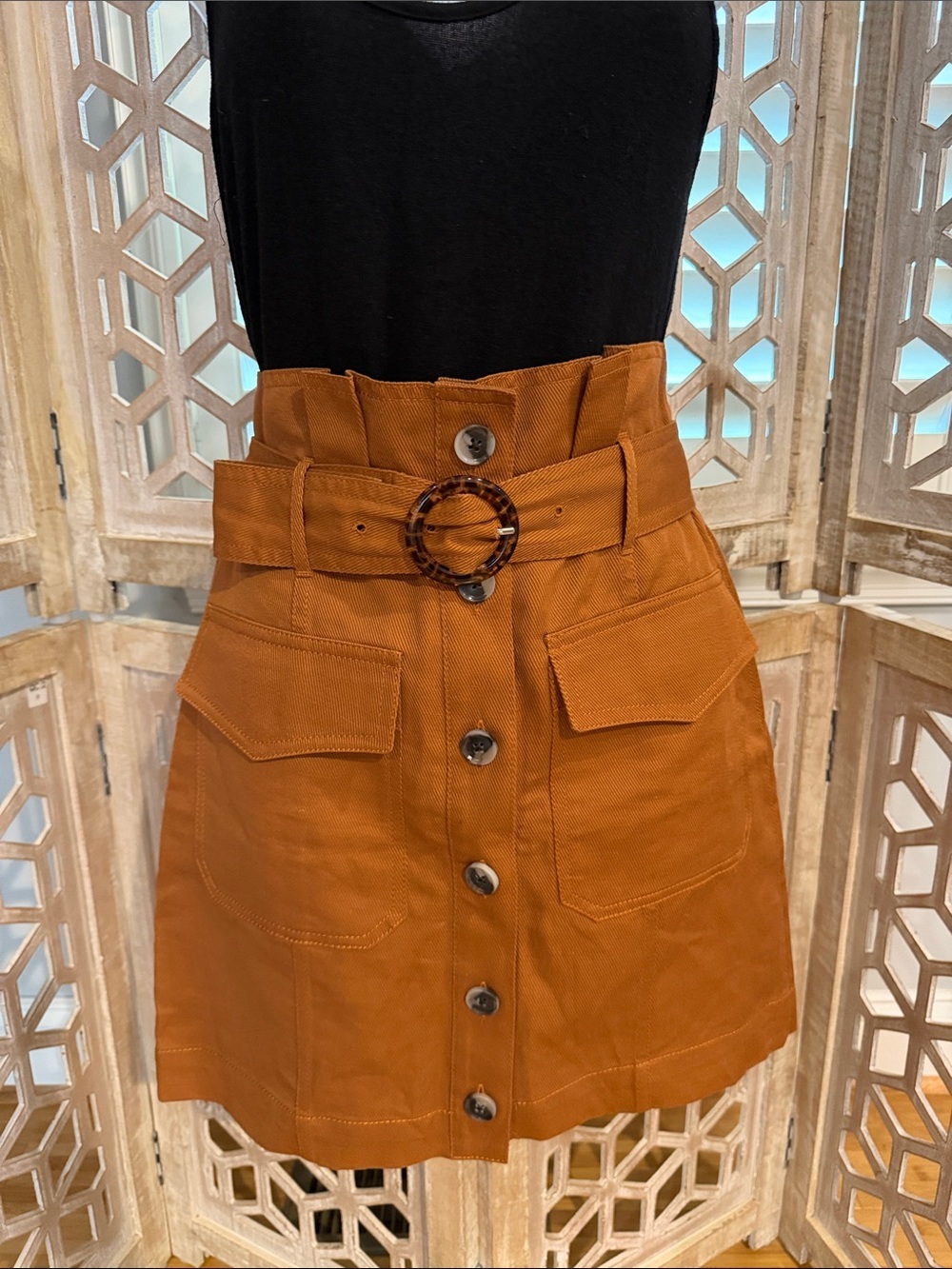 Banana Republic Sunset Beach Paper Bag Utility Belted Mini Skirt Sz 0